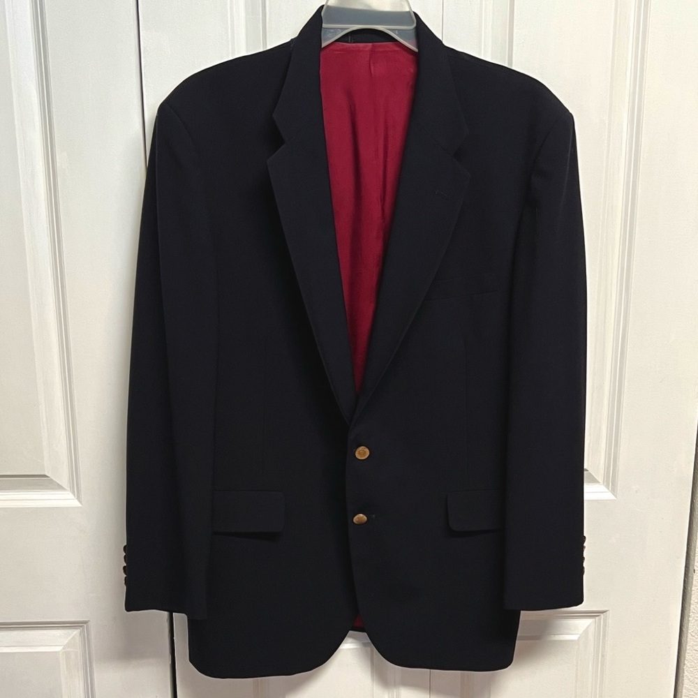 Stanley Blacker Men's Black Sport Coat Blazer Wool Size 44R